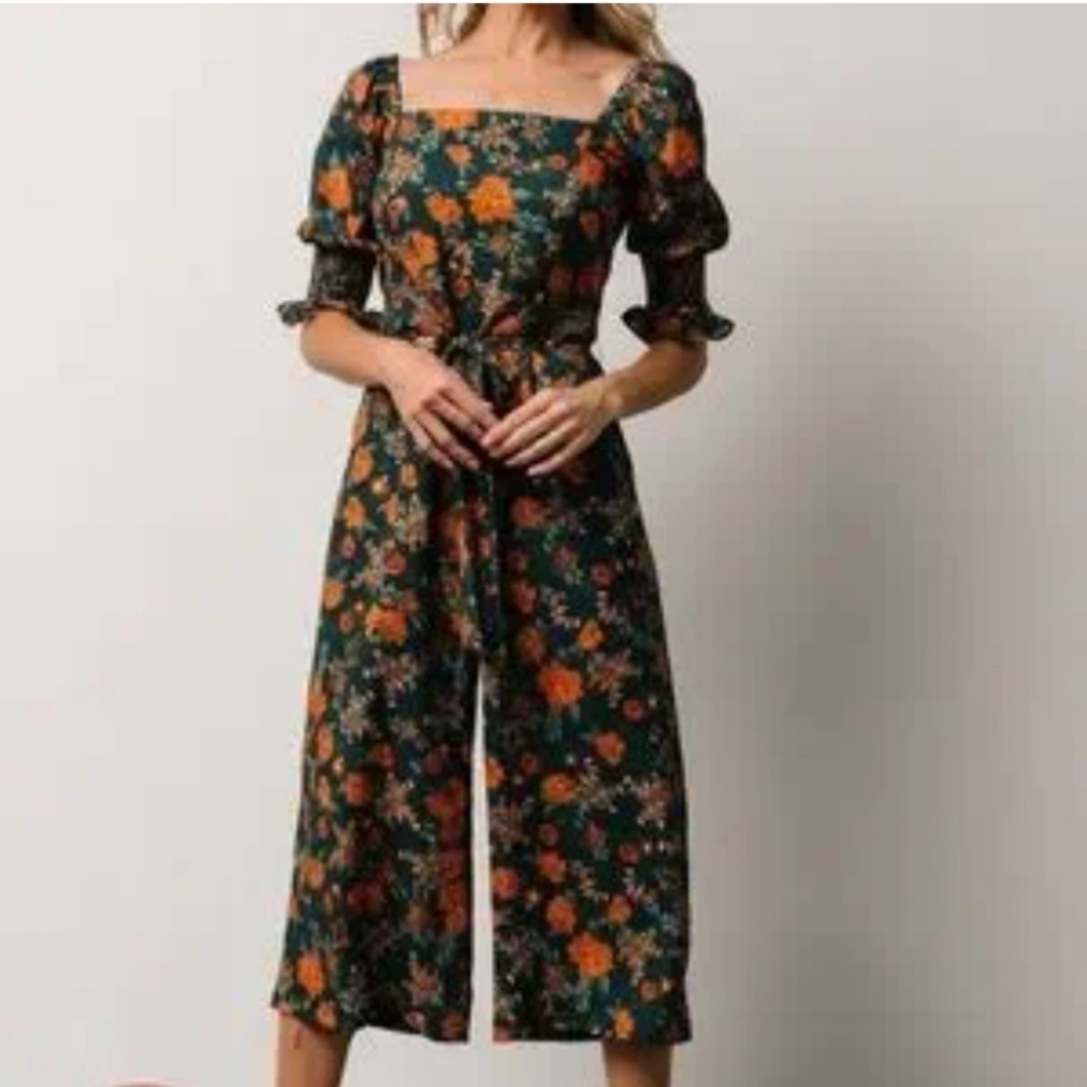 Baltic Born Green Jumpsuit with Orange Floral Print